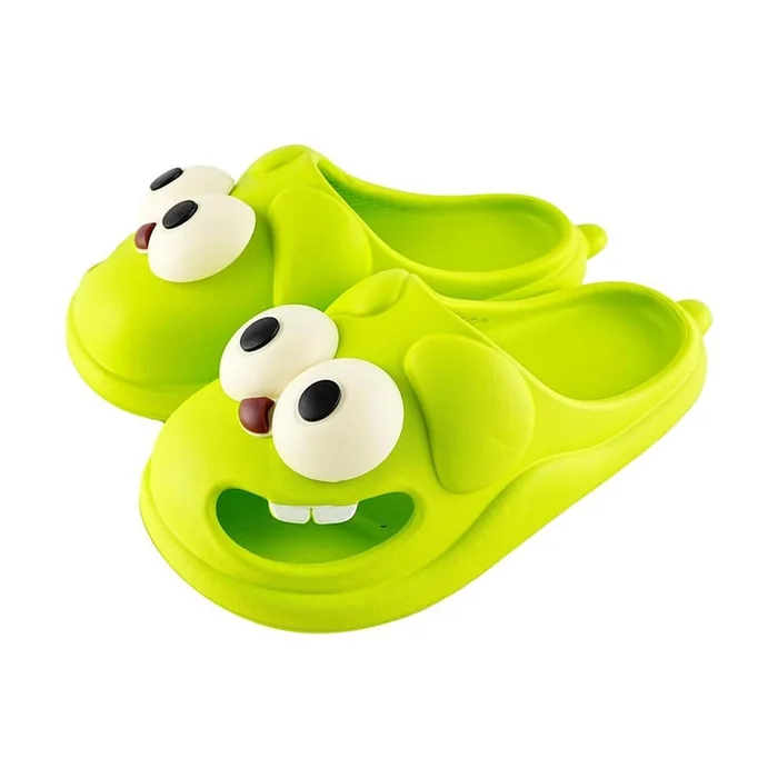 Big Eyes Slippers Home Shoes Bathroom Sandals Fits Size 38-39 Green