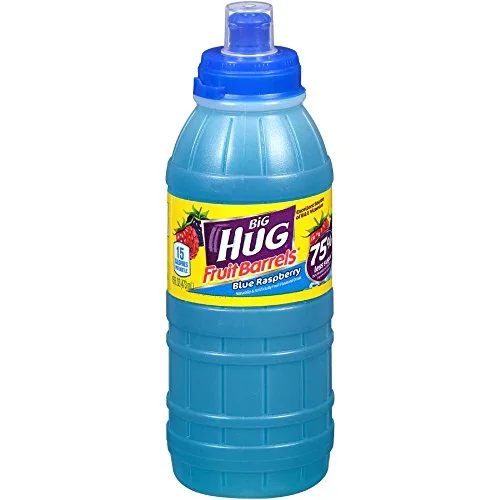 Big Hug Fruit Barrels Sports Cap Blue Raspberry Fruit Flavored Drink, 16 Fluid Ounce — 24 per case.