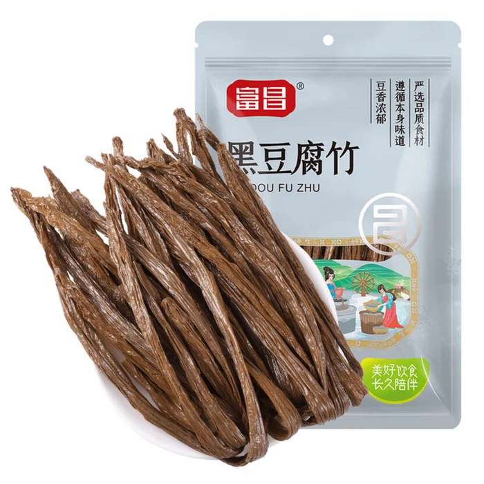 Black Bean Yuba (Pure First Extract Tofu Skin Rolls) 200g – Fermented Soy Product for Hot Pot & Salads