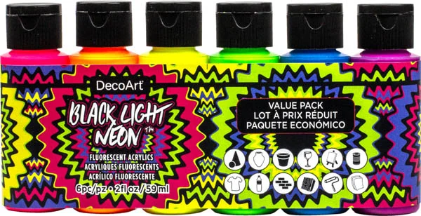 Black Light Neon Paints – Value Pack (6 count)