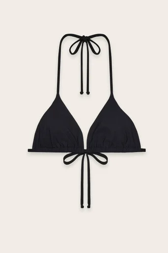 Block Colour Bikini Top – Black