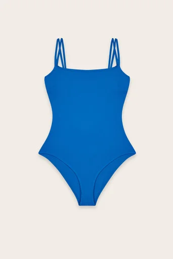 Block Colour Swimsuit – Mid Blue