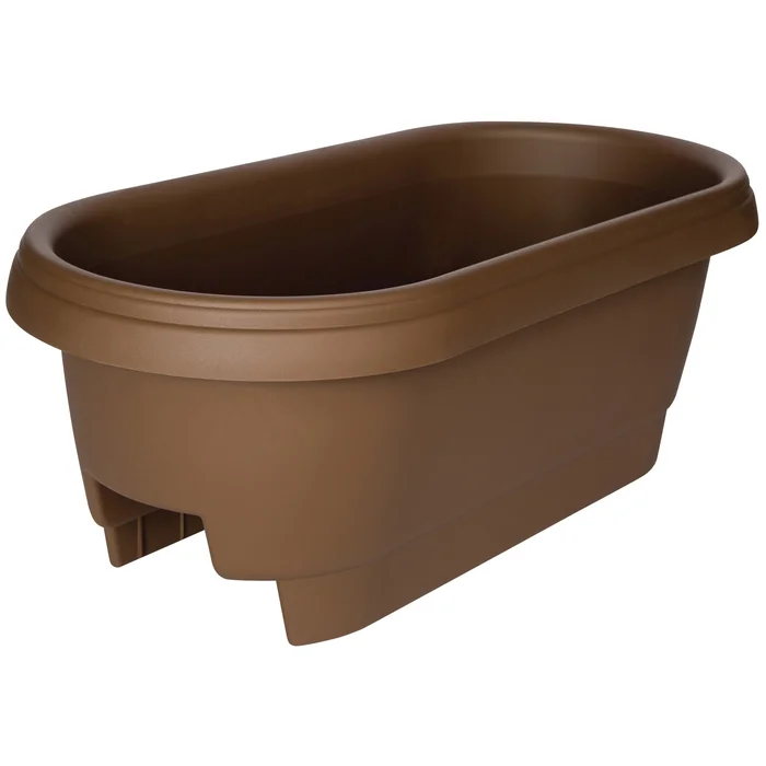 Bloem 477245-1001 Classic Deck Rail Box Planter, 11.9 in W, 23.9 in D, Plastic, Chocolate, Matte