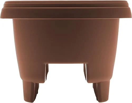 Bloem Modica Deck Rail Round Planter: 12′ – Chocolate – Matte Finish, Fits Rail Sizes 3′-3.75′, Durable Resin Pot, for Indoor and Outdoor Use, Gardening, 2 Gallon Capacity