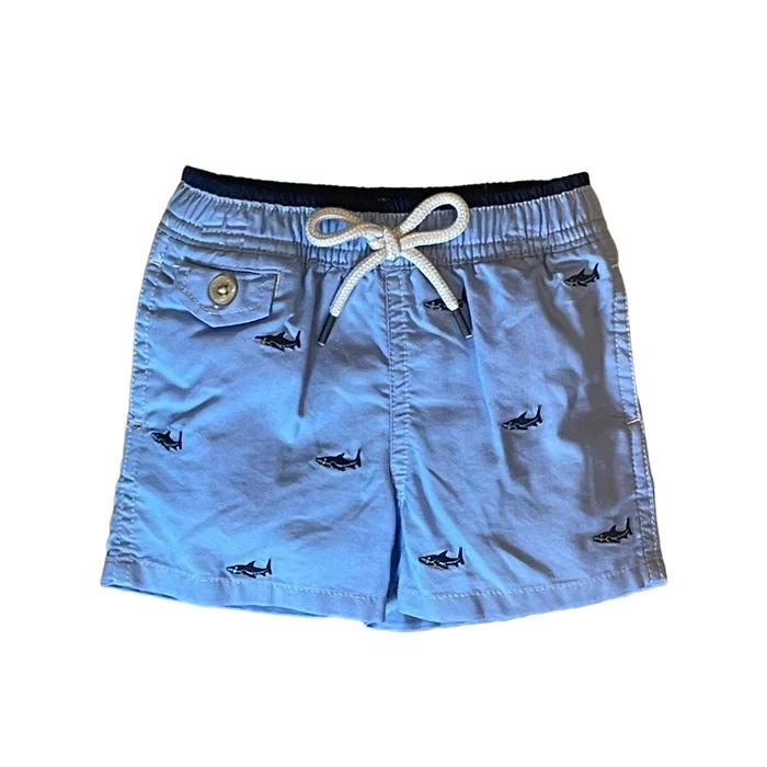 Blue Oxford Poly Swimwear Boxer