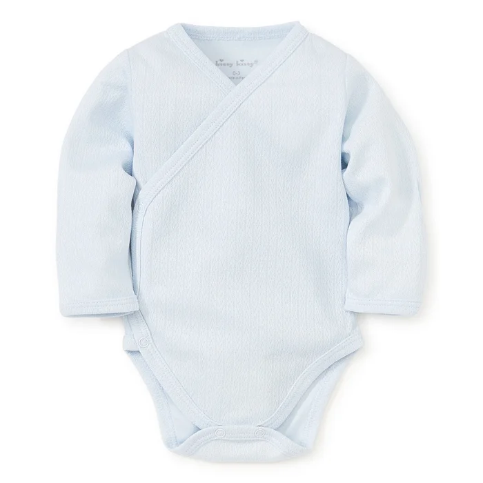 Blue Pointelle Long Sleeve Bodysuit