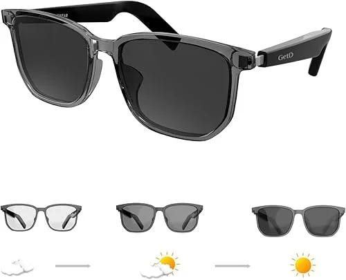 Bluetooth Sunglasses for Men & Women, AI Translator, 11H Battery Life, Color-Changing Polarized Lens, Anti-Blue Light & UV Protection, Voice Control, Built-in Mic & Speakers, Duoecho Smart Glasses
