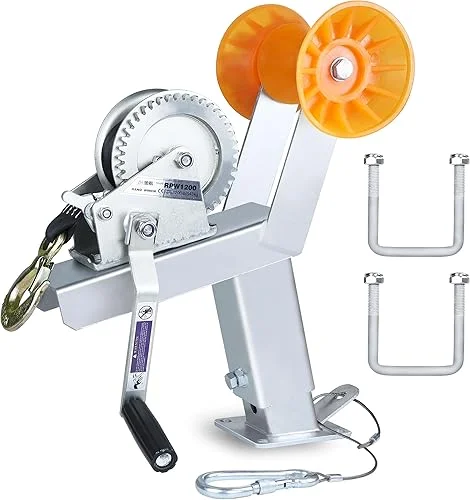 Boat Trailer Winch Stand with Roller, Fits 3′ W x 3′ H Trailer Drawbar,Adjustable Boat Trailer Winch Mount for Motorboats, Fishing Boats