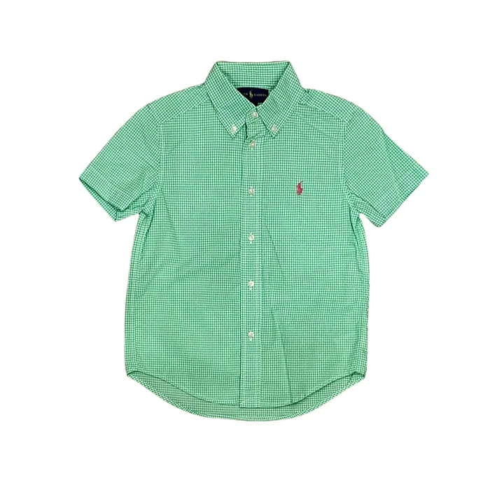 Boys Green Poplin Short Sleeve Shirt