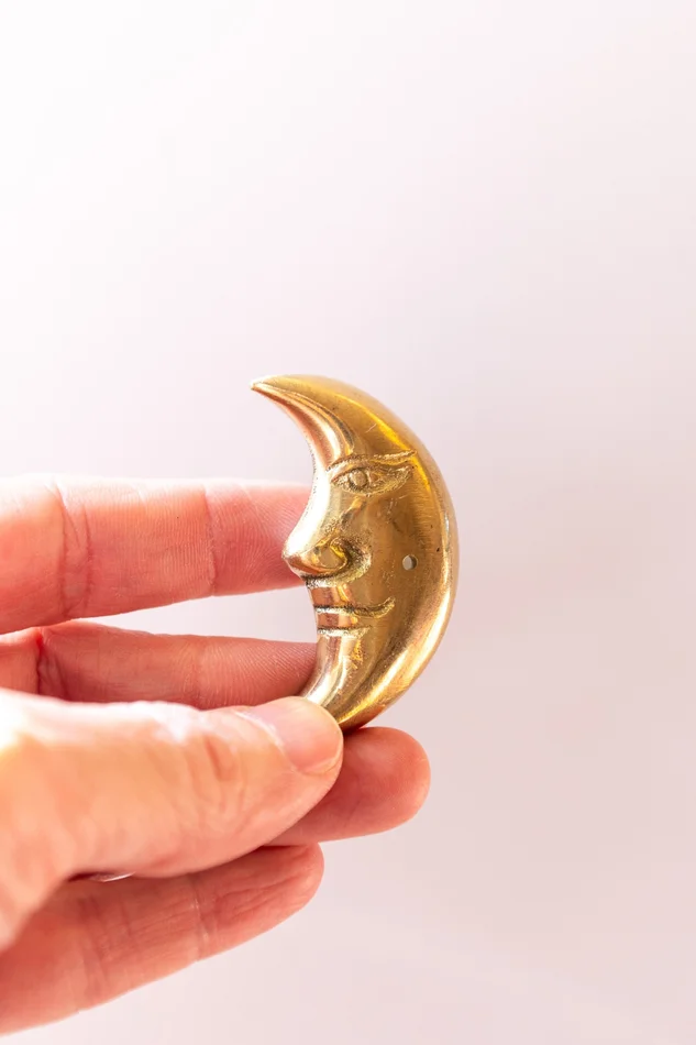 Brass Incense Holder, Crescent Moon