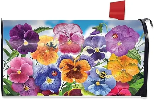 Briarwood Lane Pansies Spring Magnetic Mailbox Cover Standard