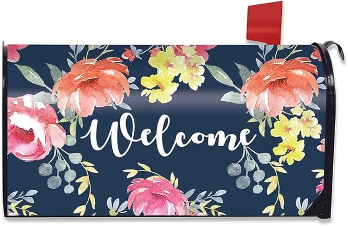 Briarwood Lane Watercolor Floral Spring Magnetic Mailbox Cover Welcome Standard