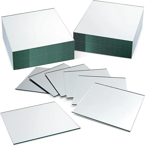 Bright Creations Square Glass Mirror Tiles, 4 Inch Panels for Crafts, Centerpieces, DIY Home Décor – Pack of 50