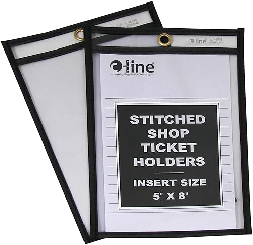 C-Line Stitched Shop Ticket Holders, Both Sides Clear, 5 x 8 Inches, 25 per Box (46058)
