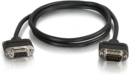 C2G 52187 Serial RS232 DB9 Null Modem Cable with Low Profile Connectors M/F, In-Wall CMG-Rated, Black (15 Feet, 4.57 Meters)