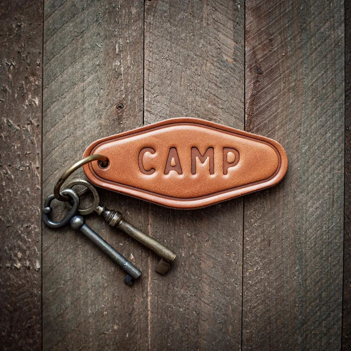 Camp Leather Keychain – Stocking stuffers