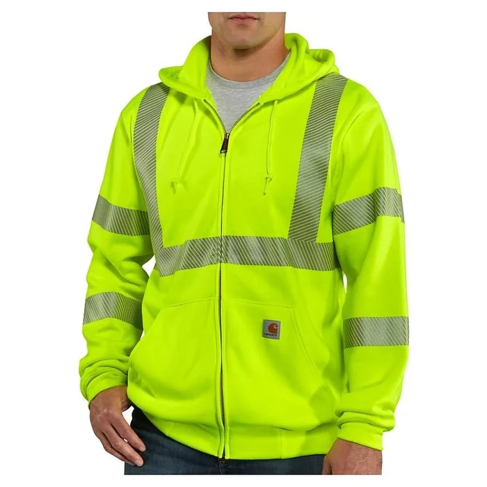 Carhartt Men’s High-visibility Zip Front Class 3 Sweatshirt – Medium – Brite Lime