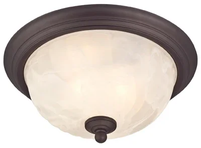 Ceiling Light Fixture, Outdoor, Oil Rubbed Bronze & White Alabaster Glass, 60-watt, 11 X 6 In.