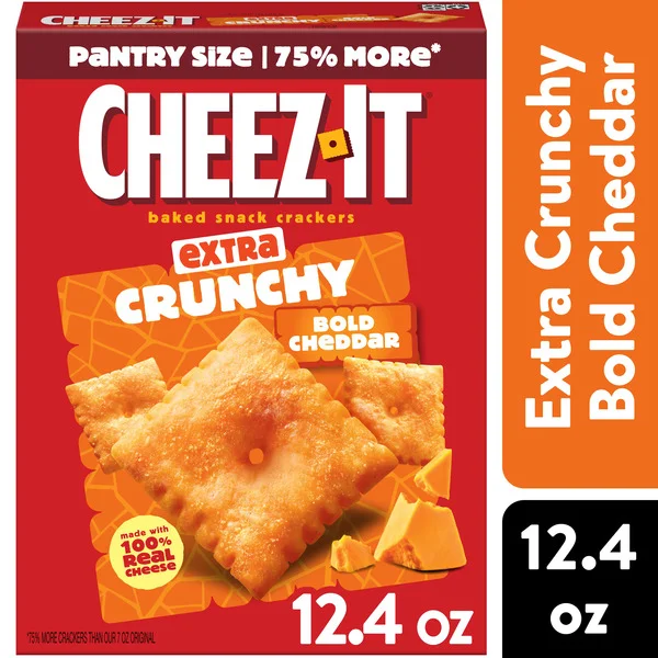 Cheez-It Extra Crunchy Cheese Crackers Bold Cheddar, Baked Snack Crackers, 12.4 oz
