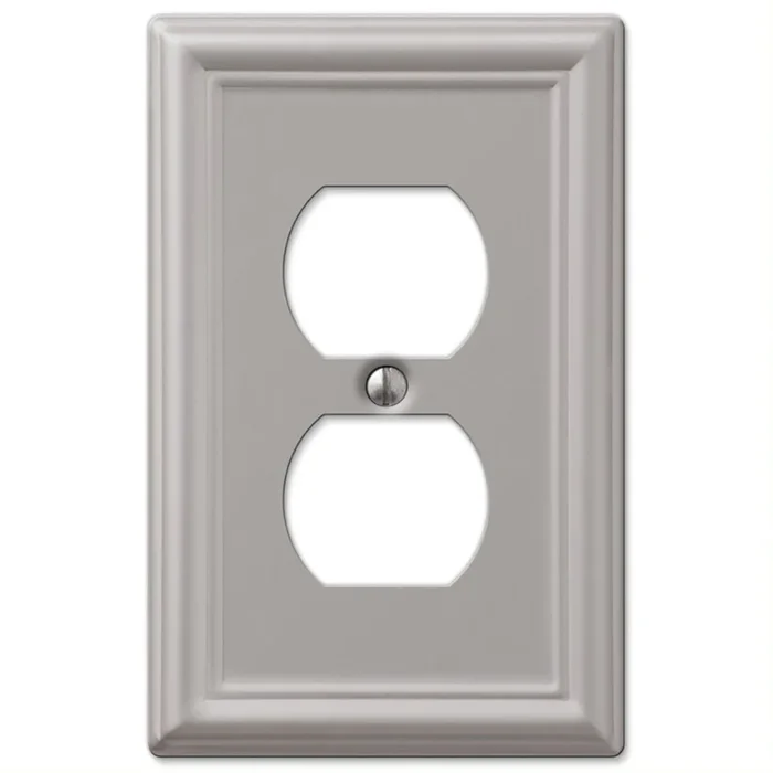 Chelsea 149dbn Outlet Wallplate, 4-7/8 In L, 3-1/8 In W, 1 -gang, Steel, Brushed Nickel, Wall Mounting