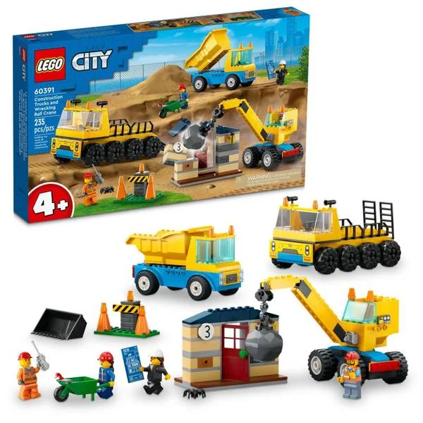 City Construction Trucks and Wrecking Ball Crane 60391 Building Kit