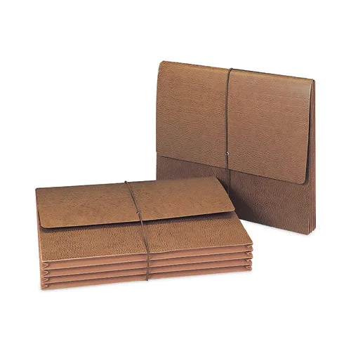 Classic Expanding Wallets With Tear-resistant Gussets, 3.5″ Expansion, 1 Section, Elastic Cord Closure, Letter Size, Redrope