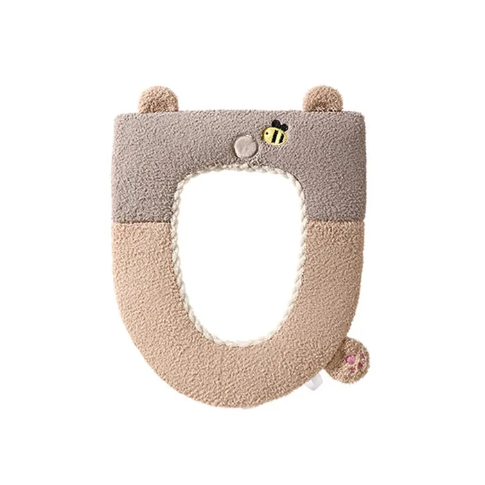 Clip-on Cartoon Toilet Pad Removable Winter Warm Toilet Pad Bear 1pc