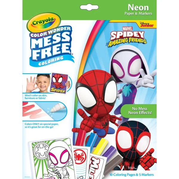 Color Wonder Neon Coloring Pages & Markers, Spidey