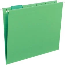 Colored Hanging File Folders With 1/5 Cut Tabs, Letter Size, 1/5-cut Tabs, Green, 25/box
