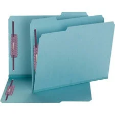 Colored Pressboard Fastener Folders With Safeshield Coated Fasteners, 2″ Expansion, 2 Fasteners, Letter Size, Blue, 25/box