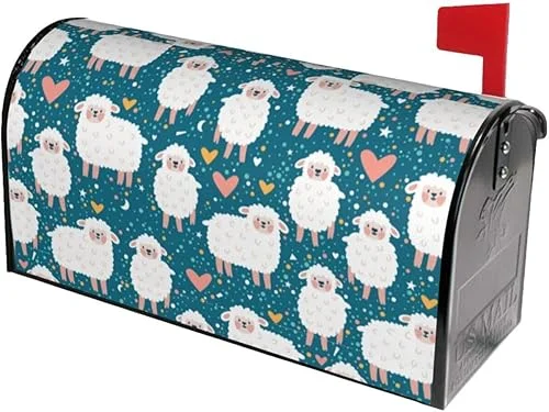 Colorful Dog Animal Paws Mailbox Covers Magnetic Puppy Theme Post Letter Box Cover for Garden Yard Decor Outside Home Standard 21×18 in