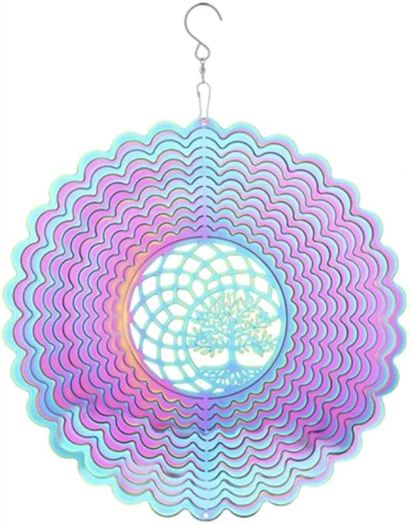 Colorful Wind Spinners for Indoor/Outdoor Decor 3D Stainless Steel Tree of Life Wind Sculpture Hanging Bird Reflectors Best Gift for Life Lovers
