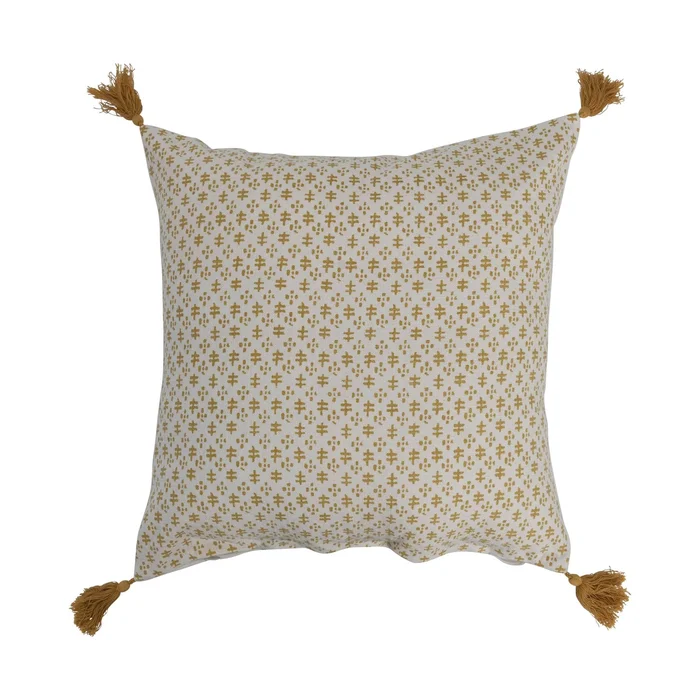 Cotton Pillow with Pattern and Tassels