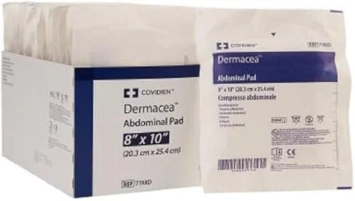 Covidien 7198D Dermacea 8′ x 10′ ABD Abdominal Pads, 2 Boxes of 18 (36 Total)