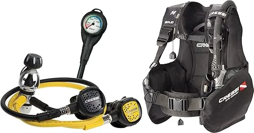 Cressi Novice Complete Scuba Diving Package – Buoyancy Compensator + Compact Regulator + Compact + Mini SPG – Solid: Made in Italy