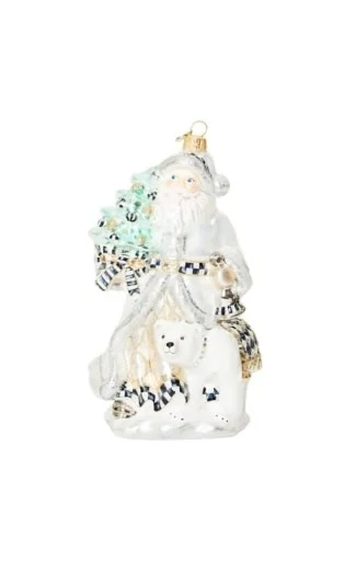 Crystal Palace Santa and Polar Bear Glass Ornament