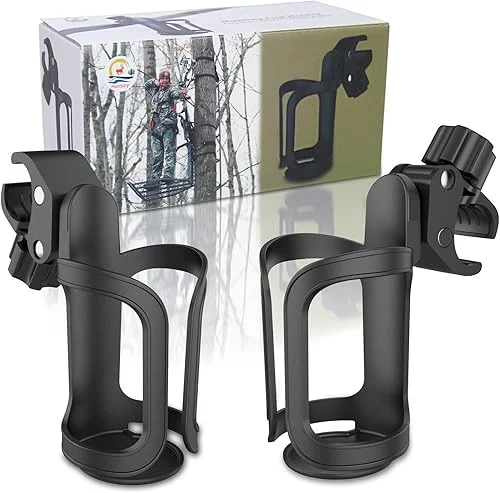 Cup Holder for Treestand Hunting, Easy Clamps On Tree Stand Or Climbing Sticks, Bottle Holder for Hunting, Install No Drilling Or Tool Needed Package of 2