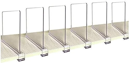 CY craft Acrylic Shelf Divider, Wood Shelf Dividers,Clear Closet Shelf Separators Clothing Organizer Perfect for Bedroom Shelving Organization and Kitchen Cabinet Shelf Storage,6 PCS