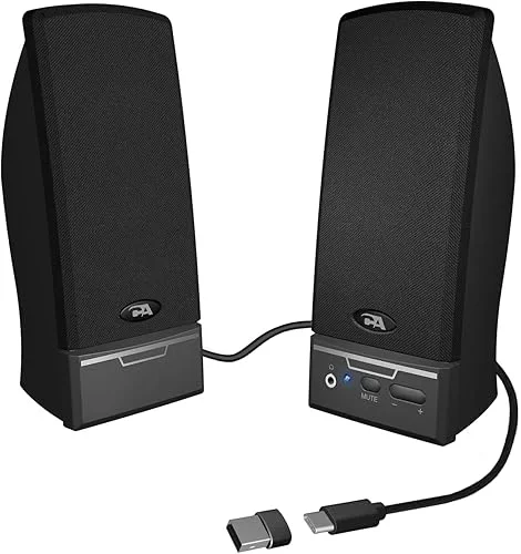 Cyber Acoustics USB 2.0 Speaker (CA-2014USB)  – USB Powered 2.0 Desktop Computer Speakers, USB-C or USB-A Compatible