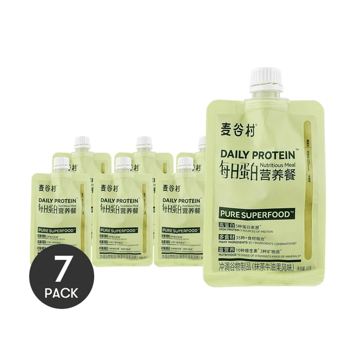 Daily Protein Nutritional Meal, Matcha Avocado, 1.59oz*7pcs – Prebiotic Fiber Fuel【Value Pack】
