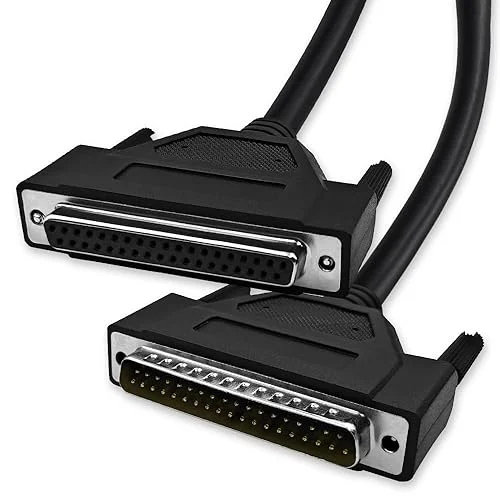 DB37 37 Pin 5 Feet(1.5 Meter) Two Row Straight Through Serial Cable, Double Shielded(Metal Braiding&AL-foil), Female to Male, Black, SC930S07FM