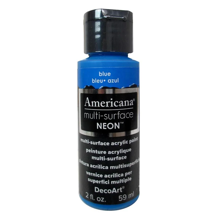 DecoArt Americana Multi Surface Acrylic Paint – Neon Blue – 2 oz