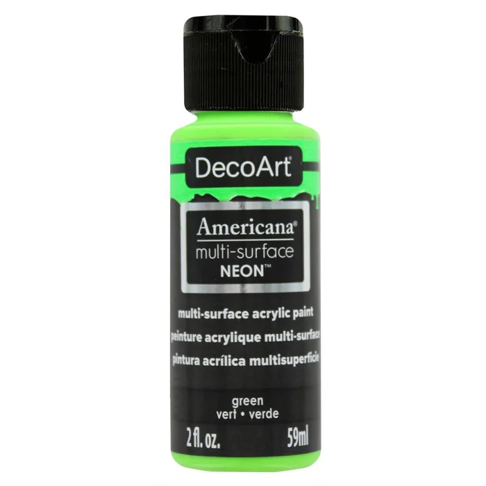 DecoArt Americana Multi Surface Acrylic Paint – Neon Green – 2 oz