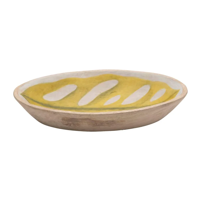 Decorative Hand-Painted Mango Wood Leaf Bowl