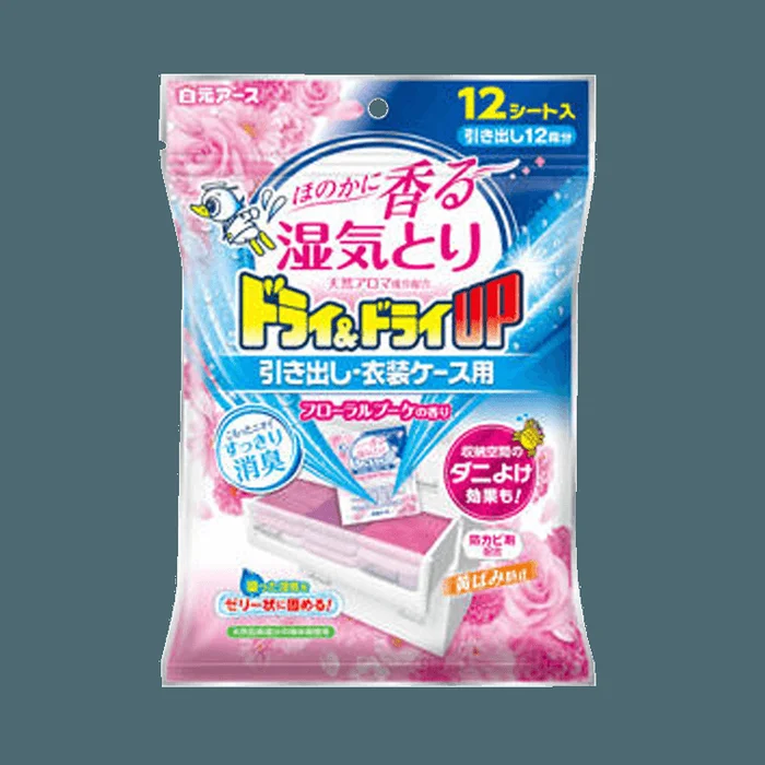 Dehumidifier with Fragrance for Drawers (Flat Type) Bouquet Scent 12 pcs 360g