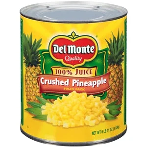 Del Monte In 100% Pineapple Juice Crushed Pineapple-107 oz.-6/Case