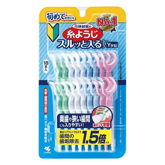 Dental Floss Picks, [Y-shaped, easy sliding, 18 pieces], Kobayashi Pharmaceutical