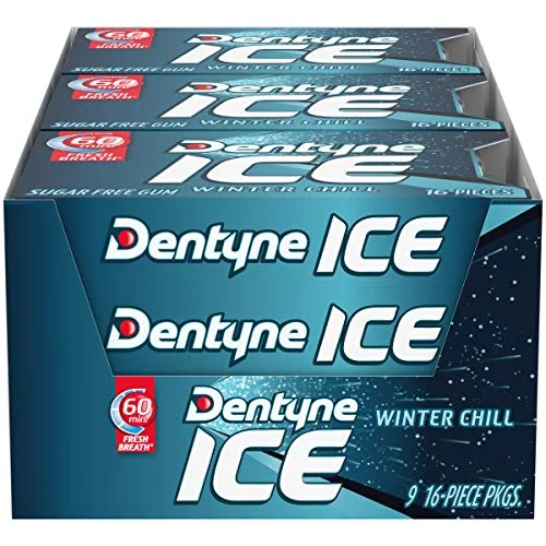 Dentyne Ice Sugar-Free Gum, Winter Chill, 16 Count (Pack of 9)