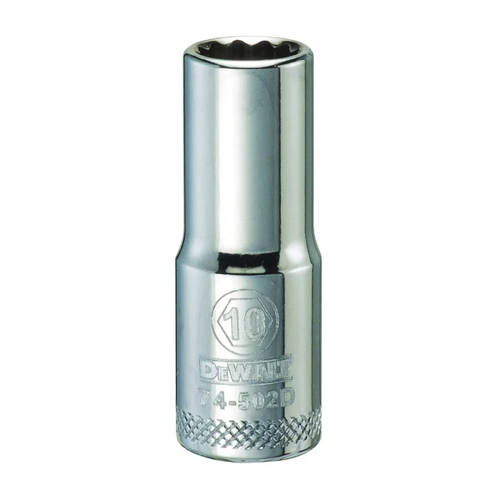 DeWALT DWMT74502OSP Drive Socket, 10 mm Socket, 3/8 in Drive, 12-Point, Vanadium Steel, Polished Chrome