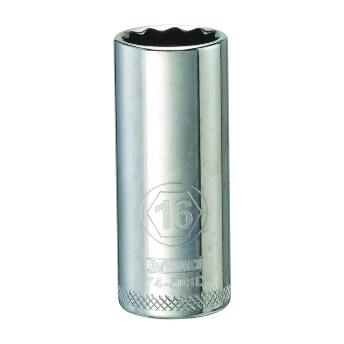 DeWALT DWMT74508OSP Drive Socket, 16 mm Socket, 3/8 in Drive, 12-Point, Vanadium Steel, Polished Chrome